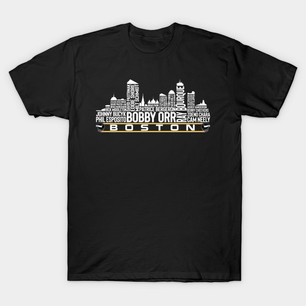 Boston Hockey Team All Time Legends, Boston City Skyline T-Shirt by Legend Skyline